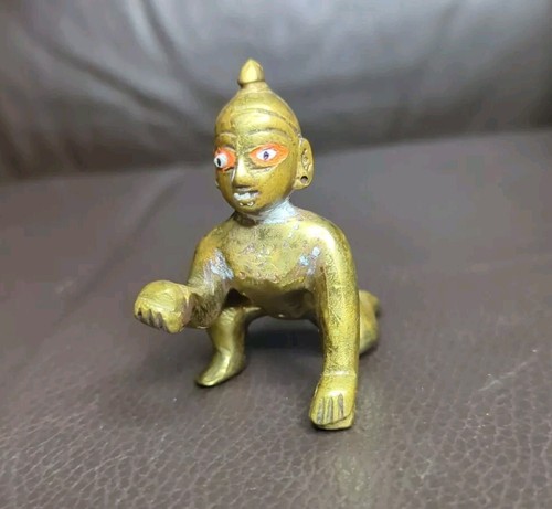 Antique brass krishna statue - antique,
