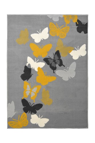 Butterflies rug grey ochre - rug,