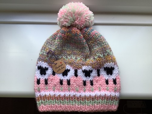 Hand knitted sheep - hand, bobble