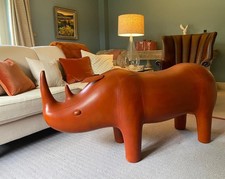 Huge Handmade Leather Rhino -