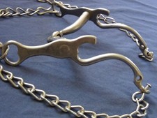 Antique Unusual Elegant Western Single-Jointed Ported Curb Bit w 16" Rein Chains
