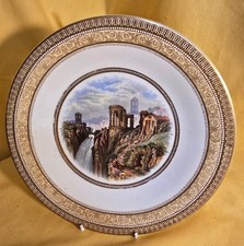 VERY NICE PRATTWARE  ' THE RUINED TEMPLE ' PLATE WITH BORDER No 123 C1860 '