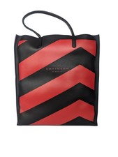 BN Smythson Black & Red Chevron Large Leather Kingly Tote Bag RRP £695
