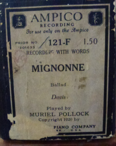 Ampico reproducing word roll - reproducing,