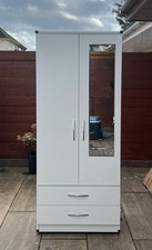 Wardrobe door storage bedroom hanging drawers rail mirror furniture white drawer