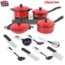 13Pcs Kids Play Kitchen Toy Childrens Cooking Utensils Pots Pans Accessories Set