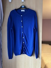 Peter Hahn Tasmanian Wool Classic Blue High Quality Cardigan Uk Size 14