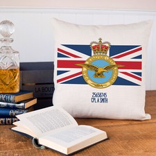 RAF Cushion Cover Personalised Royal Air Force Crest Veteran Army Gift MC27