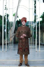 Men's wedding sherwani including shoes, turban & shawl