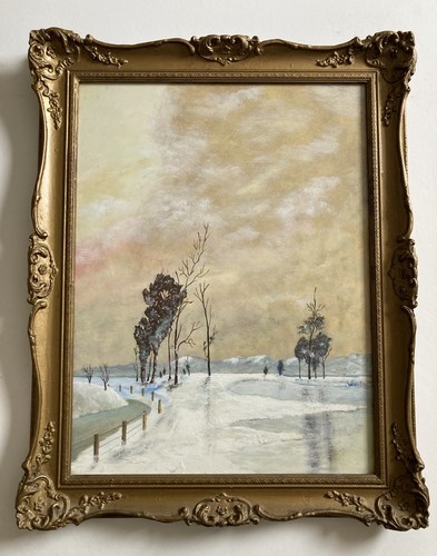 Vintage painting winter in - vintage,