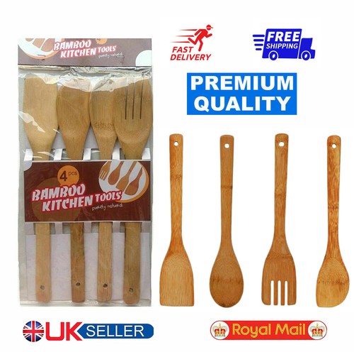 Pcs bamboo spoons wooden - 4,