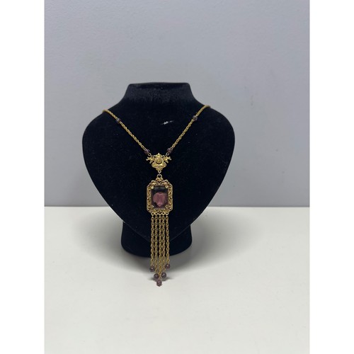 Vintage gold tone purple glass - purple,