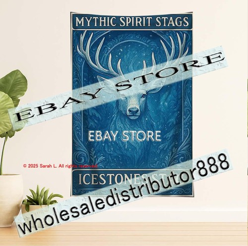 Frozen stag fantasy tapestry - fantasy,