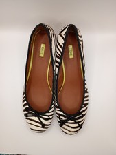 Brand New Next Leather Zebra Pattern Low Block Heel Court Shoes With Bow Size 9