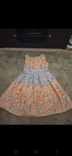 Red Herring ladies beige blue peach pink patterned modern pretty dress size 12