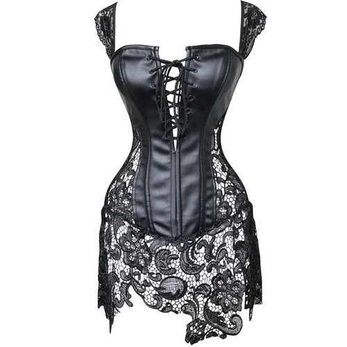 Ladies sexy faux leather boned - sexy,