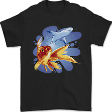 Great White Shark vs Goldfish Mens T-Shirt 100% Cotton
