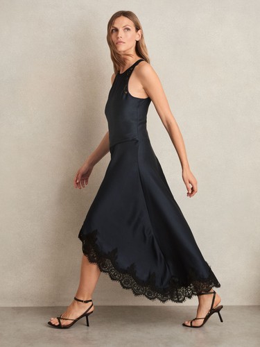 Reiss womens blue midi lace - blue,
