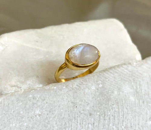 Gold plated rainbow moonstone - gold,