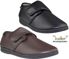 Mens Dr Keller Touch Fastening Wide Fit Comfort Warm Lined Orthopaedic Slippers