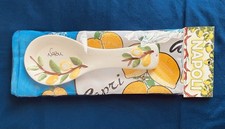 Italian hand-crafted Napoli Collection ceramic spoon rest with the tea towel NEW