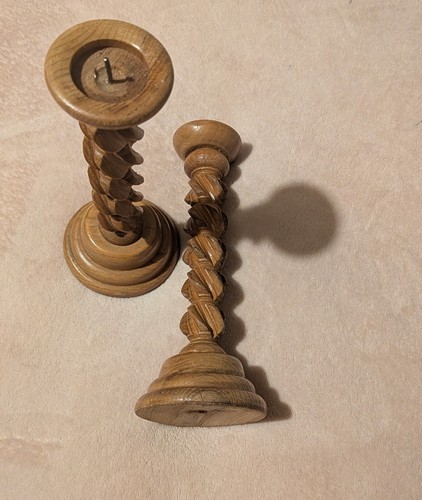 Brown wooden spiral candle - brown,
