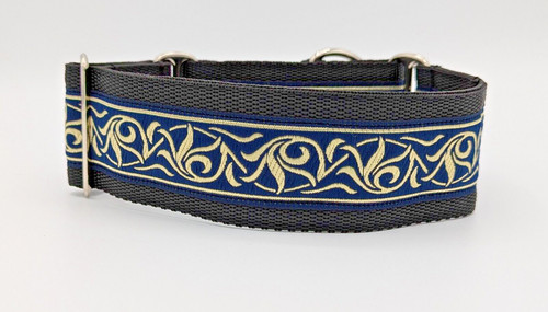 Navy blue gold swirls - gold,