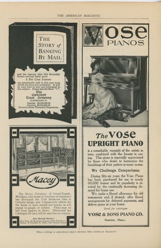 1907 vose upright piano - upright,