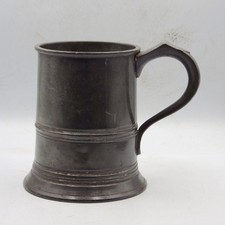 ANTIQUE Early 20th Century Edwardian Pewter ONE PINT TANKARD