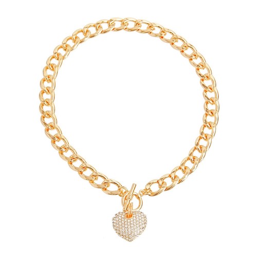 Gold rhinestone heart - gold,
