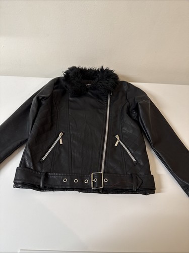 Kids leather jacket - black, size