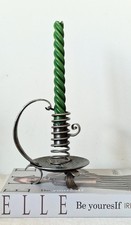 Lovely Blacksmith Forged Steel Courting Chamberstick Vintage Handmade Rustic