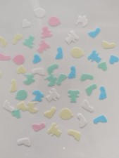 100 small Baby shower edible precut wafer cake decoration colour mix 1.5 cm