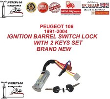 FOR PEUGEOT 106 1991-2004 IGNITION BARREL STARTER SWITCH LOCK WITH 2 KEYS SET