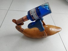 Drunk Duck Wooden Bottle / Can Holder Blue Hunter Boots Wellies 