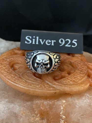 Solid silver skull ring - skull,