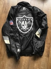 NFL Raiders Vintage ProLine Starter Authentic Leather Bomber Jacket Men’s Size M