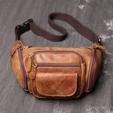 Men’s Genuine Leather Waist Bag Crossbody Sling Bag Bum Bag Fanny Pack