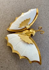 Vtg Carved White Shell Moth
