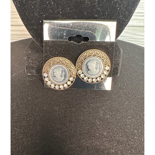 Cameo stud earrings - stud, womens