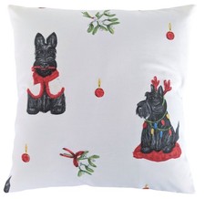 Red Christmas Scottie Dogs Cushion Cover 16"