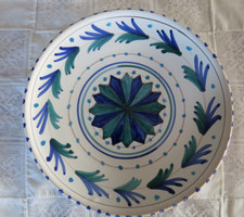 Italian Hand-painted 25 cm blue / green plate by Mezzaluna, Pienza, Tuscany 