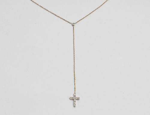 18k diamond cross - diamond, lariat