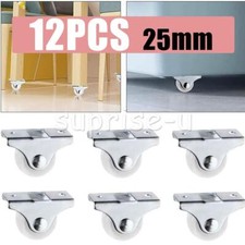12 Pcs Fixed Castor Wheels for Furniture Cabinet Small Casters Non-Swivel 25MM