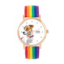 Toff London TLWS-68907 Ladies Brown Jack Russell Terrier Dog Head Watch