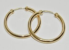 9ct Gold 20mm Capped Sleeper Hoop Earrings - Solid 9k Gold