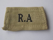 WW2, Royal Artillery, RA, Khaki Drill, Tropical Slip on Shoulder Title.