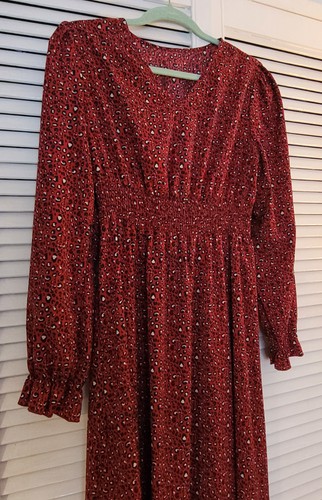 Burgundy red neck maxi - v, dress