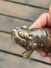 CHINESE 19TH CENTURY GREEN JADE MYTHICAL BEAST QING DYNASTY