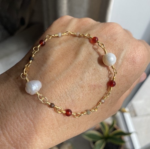Carnelian freshwater pearl - carnelian,